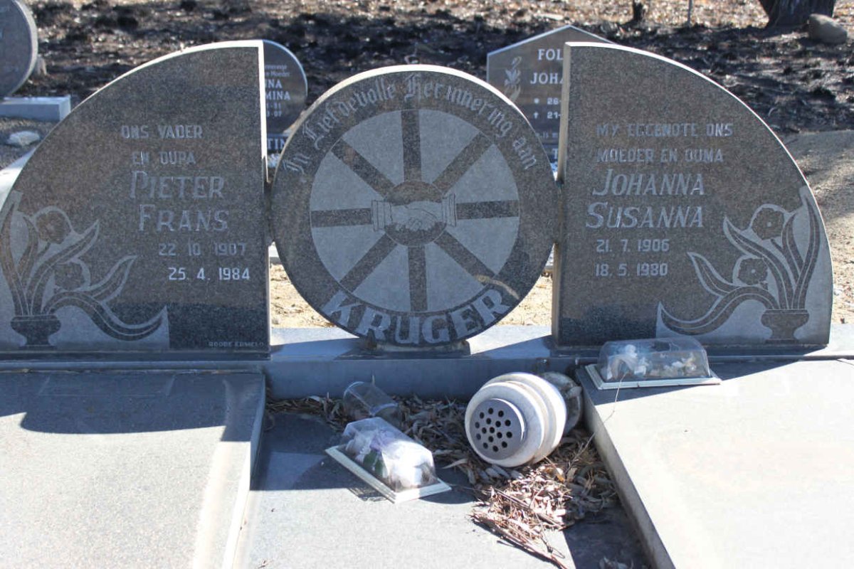 KRUGER Pieter Frans 1907-1984 &amp; Johanna Susanna 1908-1980
