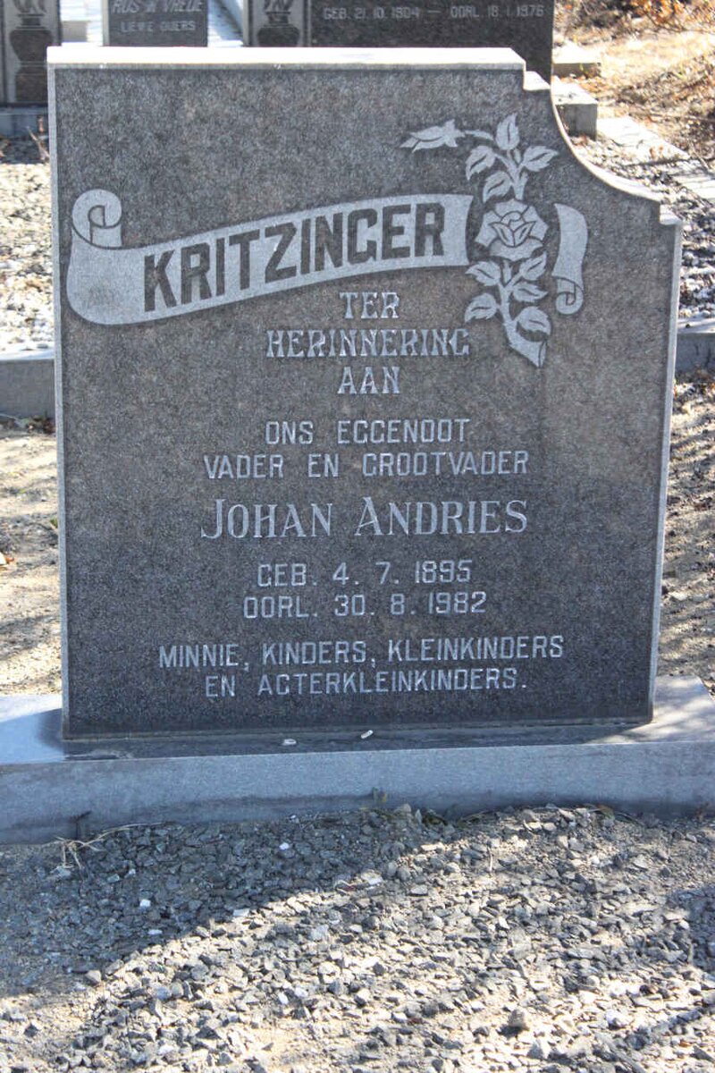 KRITZINGER Johan Andries 1895-1982