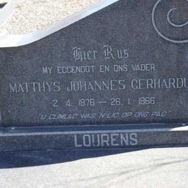 LOURENS Matthys Johannes Gerhardus 1876-1966