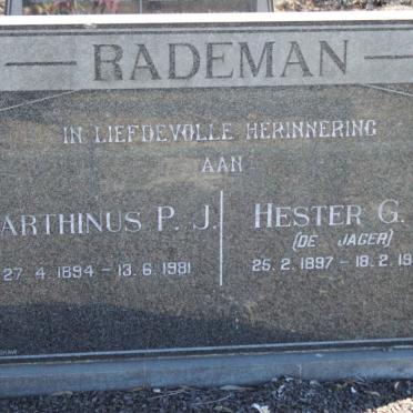 RADEMAN Marthinus P.J. 1894-1981 &amp; Hester G.P. DE JAGER 1897-1985