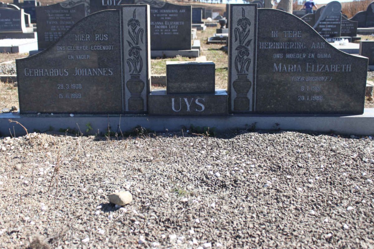 UYS Gerhardus Johannes 1908-1969 &amp; Maria Elizabeth BOSHOFF 1915-1988