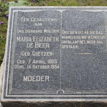 BEER Maria Elizabeth, de geb COETZER 1885-1954