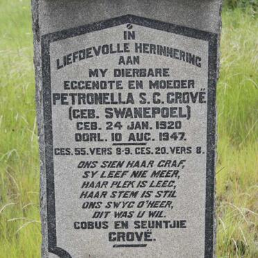 GROVË Petronella S.C. geb SWANEPOEL 1920-1947