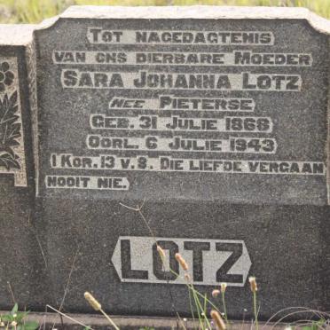 LOTZ Sara Johanna nee PIETERSE 1868-1943