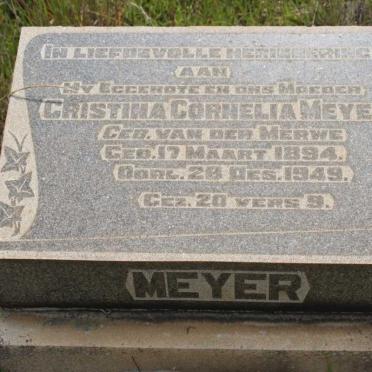 MEYER Christina Cornelia geb VAN DER MERWE 1894-1949