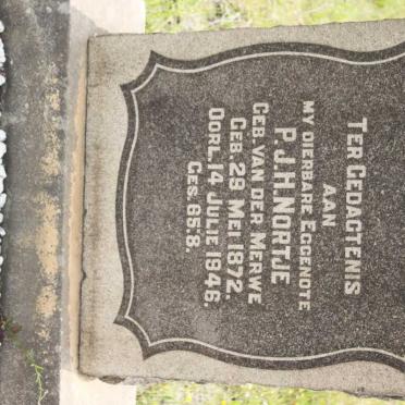 NORTJE P.J.H. geb VAN DER MERWE 1872-1946