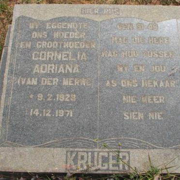 KRUGER Cornelia Adriana nee VAN DER MERWE 1923-1971