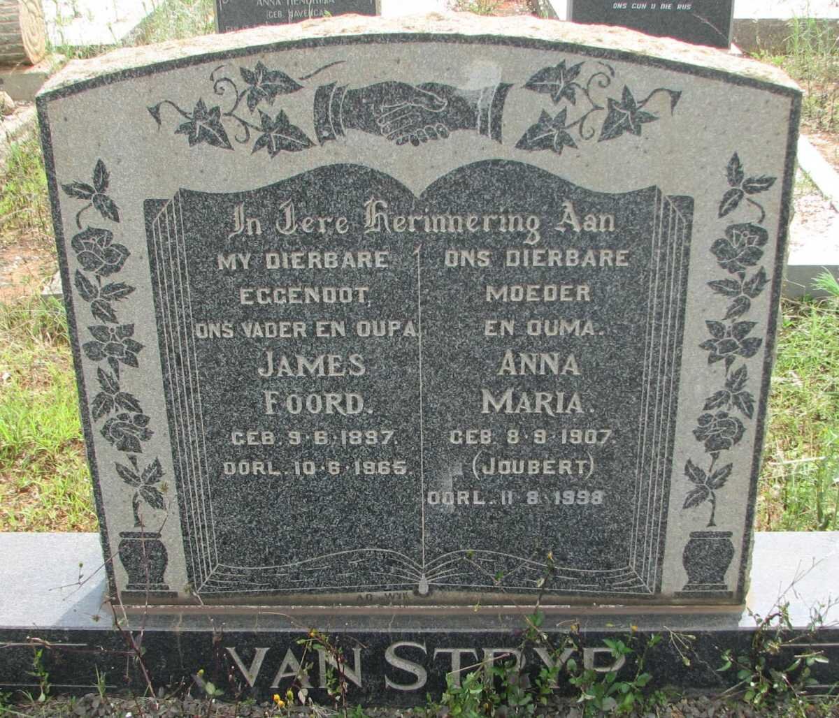 STRYP James Foord, van 1987-1965 &amp; Anna Maria JOUBERT 1907-1998