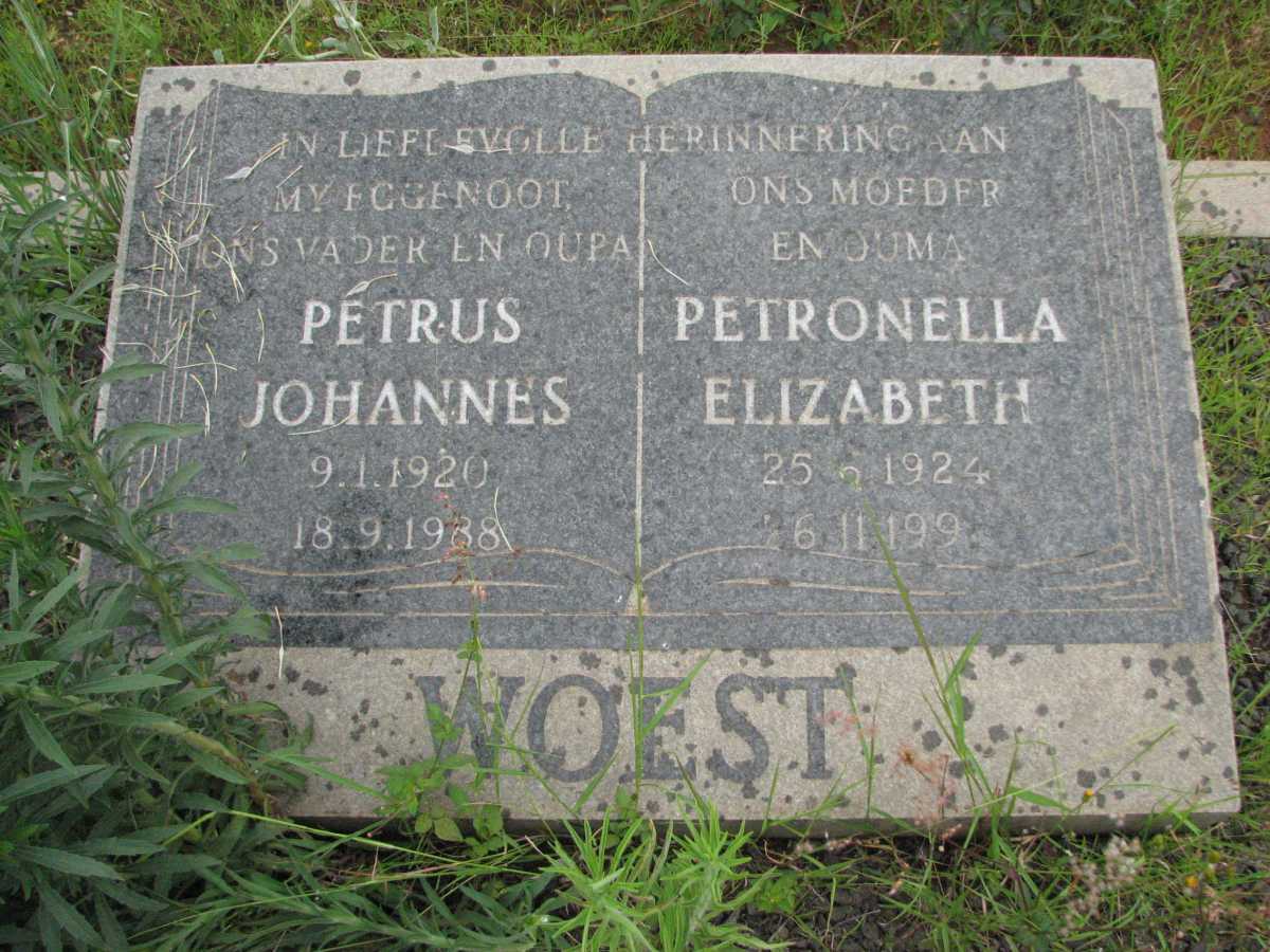 WOEST Petrus Johannes 1920-1988 &amp; Petronella Elizabeth 1924-199?