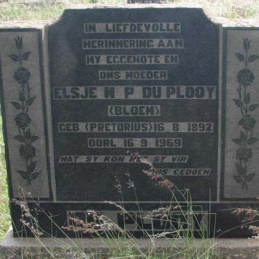 PLOOY Elsje M.P., du voorheen BLOEM nee PRETORIUS 1892-1969