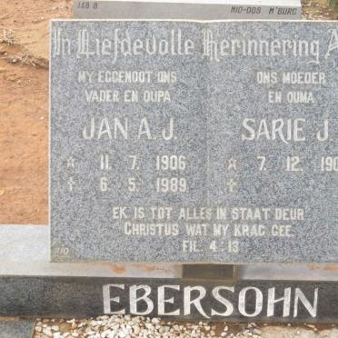 EBERSOHN Jan A.J. 1906-1989 &amp; Sarie J. 1907-
