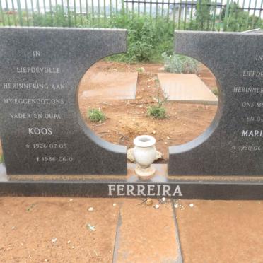 FERREIRA Koos 1926-1986 &amp; Marie 1930-