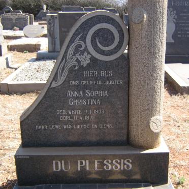 PLESSIS Anna Sophia Christina, du nee WHITE 1909-1971