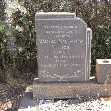 PIETERSE Martha Magdalena nee MARAIS 1910-1954