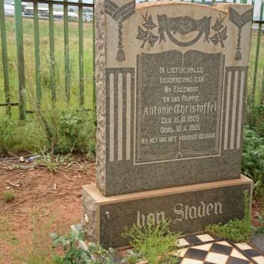 STADEN Antonie Christoffel, van 1909-1955