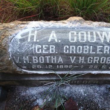 GOUWS H.A. voorheen BOTHA voorheen GROBLER 1892-1982