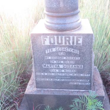 FOURIE Martha Susanna nee DE KLERK 1867-1944