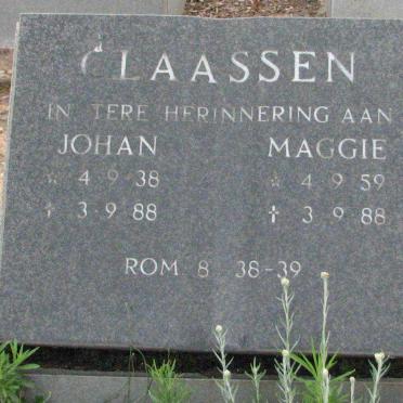 CLAASSEN Johan 1938-1988 &amp; Maggie 1959-1988