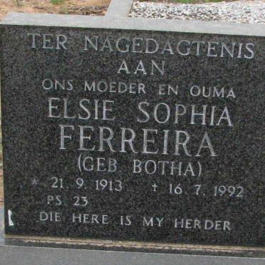 FERREIRA Elsie Sophia geb BOTHA 1913-1992