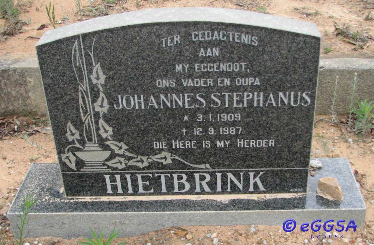 HIETBRINK Johannes Stephanus 1909-1987