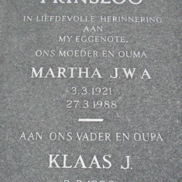 PRINSLOO Klaas J. 1920-2008 &amp; Martha J.W.A. 1921-1988