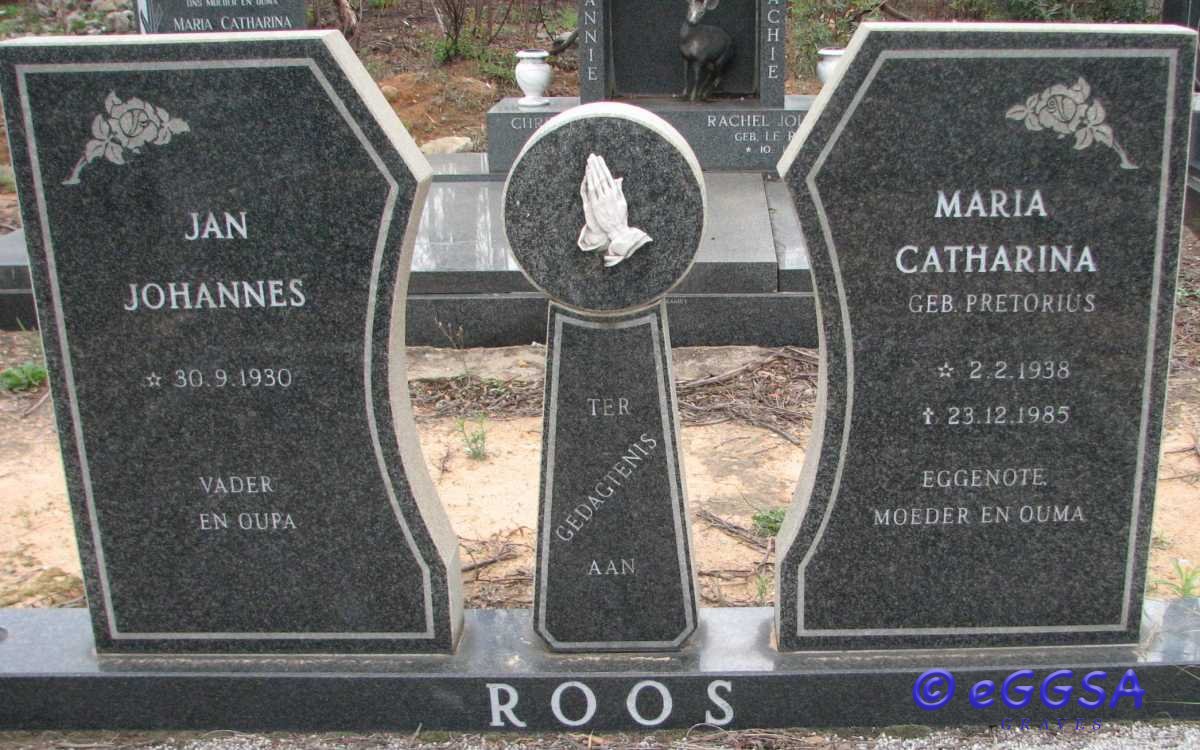 ROOS Jan Johannes 1930- &amp; Maria Catharina 1938-1985