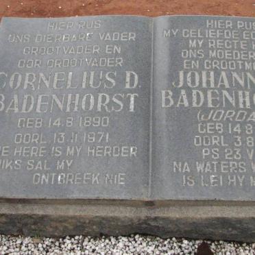 BADENHORST Cornelius D. 1890-1971 &amp; Johanna C. JORDAAN 1902-1968