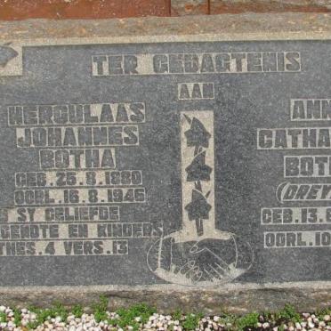 BOTHA Herculaas Johannes 1880-1946 &amp; Anna Catharina DREYER 1888-1964