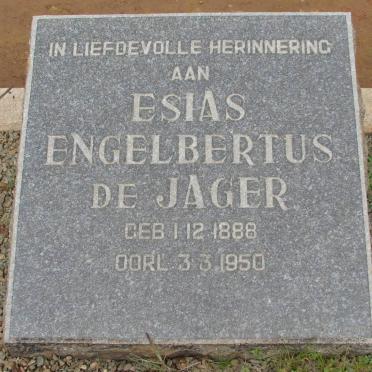 JAGER Lodewyk Hermanus, de 1853-1938 &amp; Engela Aletta MEYER 1858-1939 :: DE JAGER Esias Engelbertus 1888-1950