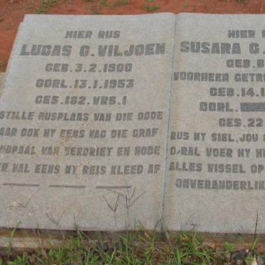 VILJOEN Lucas C. 1900-1953 &amp; Susara G. formerly COMBRINK nee BRITS 1893-