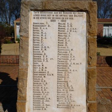 2. Burghers from the Belfast area, who gave their lives for freedom