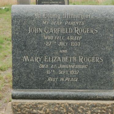ROGERS John Garfield -1953 &amp; Mary Elizabeth -1937
