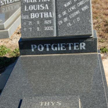 POTGIETER Martha Louisa nee BOTHA 1929-2006 :: POTGIETER Thys 1965-2004
