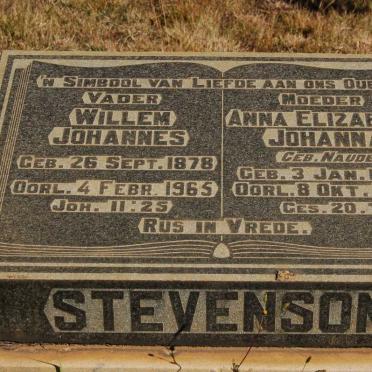 STEVENSON Willem Johannes 1878-1965 &amp; Anna Elizabeth Johanna NAUDE 1889-1960