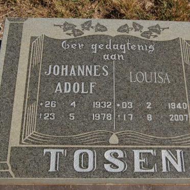 TOSEN Johannes Adolf 1932-1978 &amp; Louisa 1940-2007