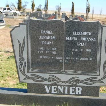VENTER Daniël Abraham 1935-1999 &amp; Elizabeth Johanna 1940-