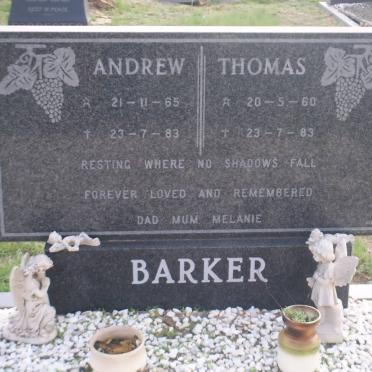 BARKER Thomas 1960-1983 ::  BARKER Andrew 1965-1983