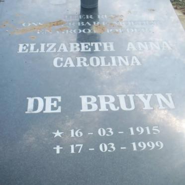 BRUYN Elizabeth Anna Carolina, de 1915-1999