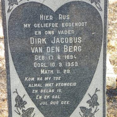 BERG Dirk Jacobus, van den 1894-1953