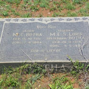 BOTHA M.C. 1911-1964 &amp; M.E.S. Loru VERMAAK 1916-198?