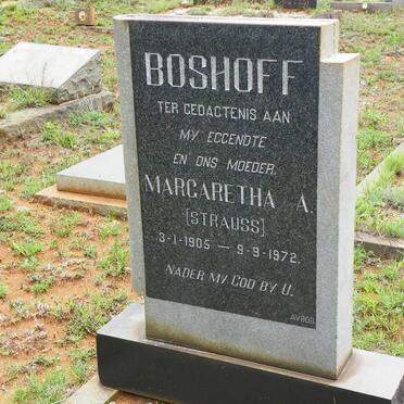 BOSHOFF Margaretha A. nee STRAUSS 1905-1972