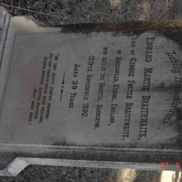 BRAITHWAITE Edward Martin -1897