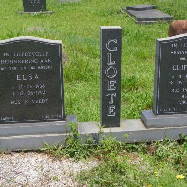 CLOETE Clifford 1929-1997 &amp; Elsa 1936-1992