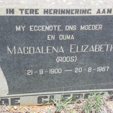 CLERCK Magdalena Elizabeth, de nee ROOS 1900-1967