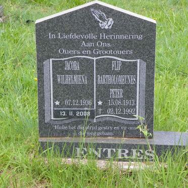 ENTRES Flip Bartholomeunes Peter 1913-1992 &amp; Jacoba Wilhelmiena 1936-2008