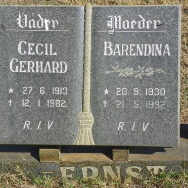 ERNST Cecil Gerhard 1913-1982 &amp; Barendina 1930-1992