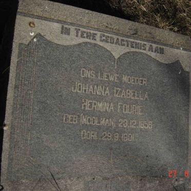 FOURIE Johanna Izabella Hermina nee MOOLMAN 1856-1901