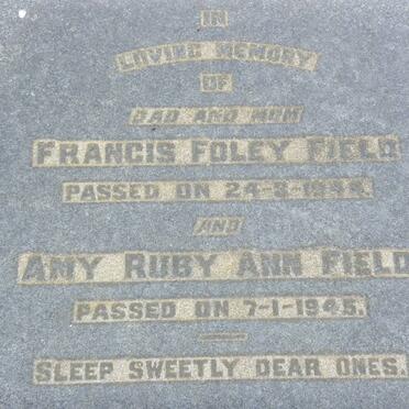 FIELD Francis Foley -1944 &amp; Amy Ruby Ann -1945
