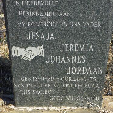 JORDAAN Jesaja Jeremia Johannes 1929-1975