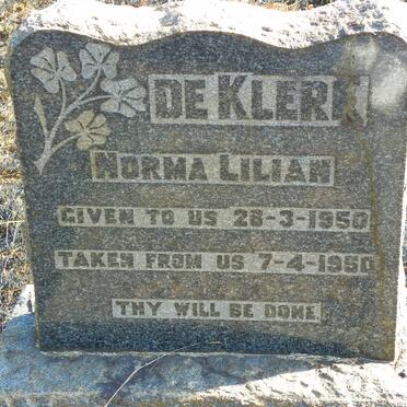 KLERK Norma Lilian, de 1950-1950